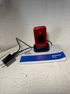 Lively Jitterbug Flip2 Red Flip Phone with Charger Dock